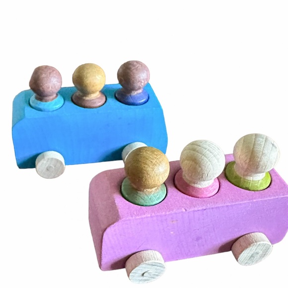 Lubulona Wooden Buses with Peg People set of 2 - Picture 4 of 7